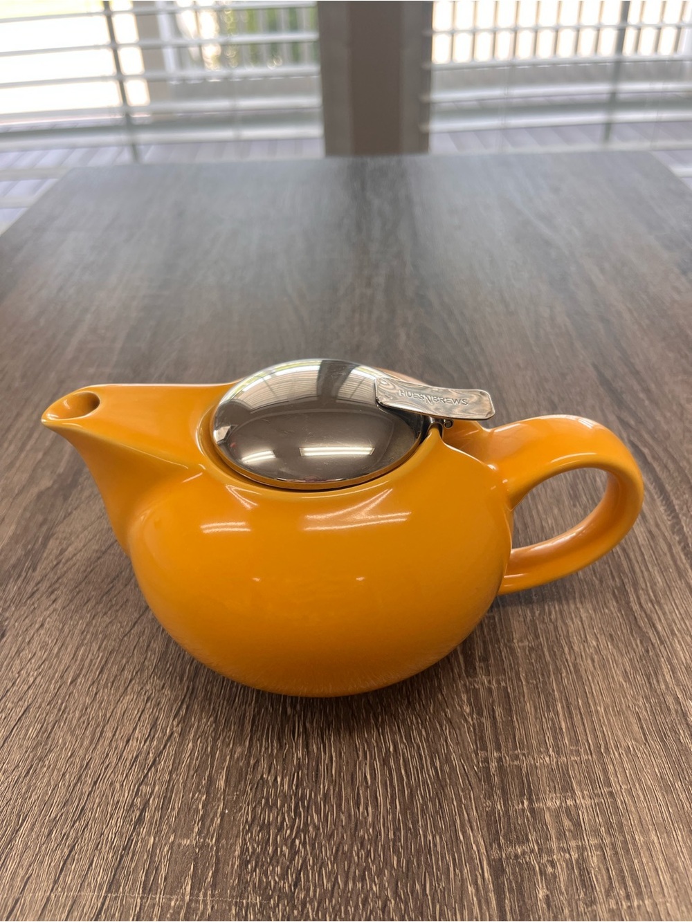 Orange Ceramic Teapot with Stainless Steel Infuser